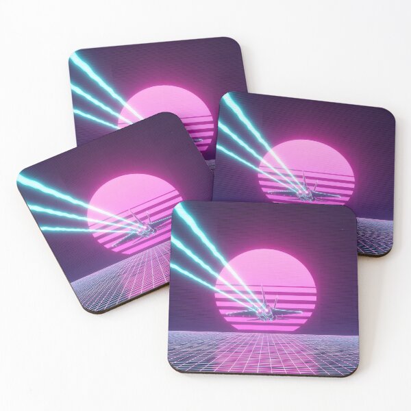 Item preview, Neon Fighter Jet Sunset - 80s Retrowave Aviation Art designed and sold by powersunlight.