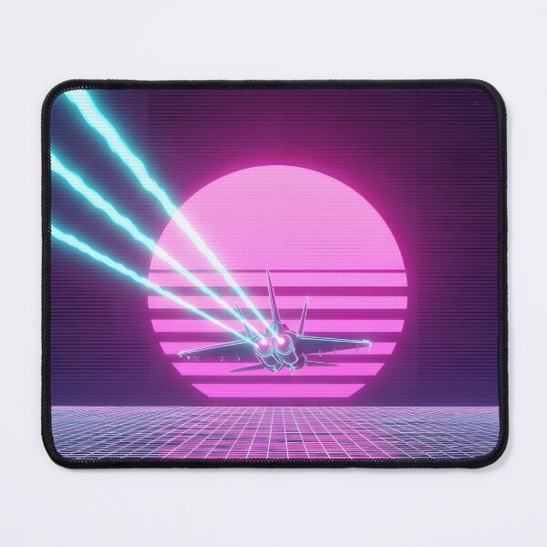 Item preview, Neon Fighter Jet Sunset - 80s Retrowave Aviation Art designed and sold by powersunlight.