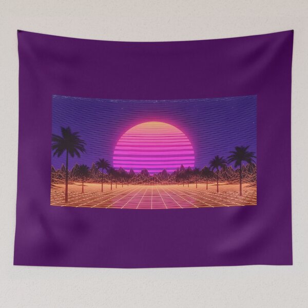 Artikelvorschau, Retro-Synthwave-Sonnenuntergangsfahrt mit Palmen entworfen und verkauft von powersunlight.