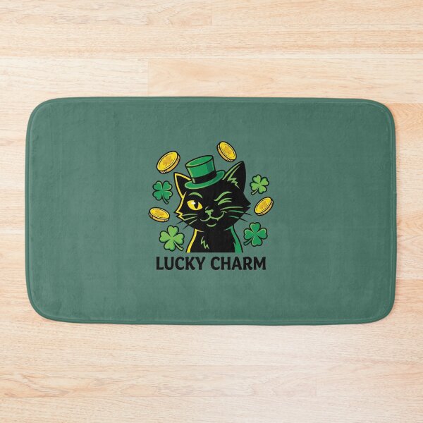 Item preview, Lucky Charm Winking Black Cat St Patricks Day Clover designed and sold by AOG-DESIGNS.