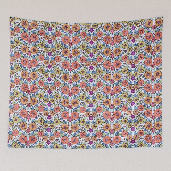 Item preview, Hand drawn flowers Intertwined pattern | lavender background black outline designed and sold by rose-michele.