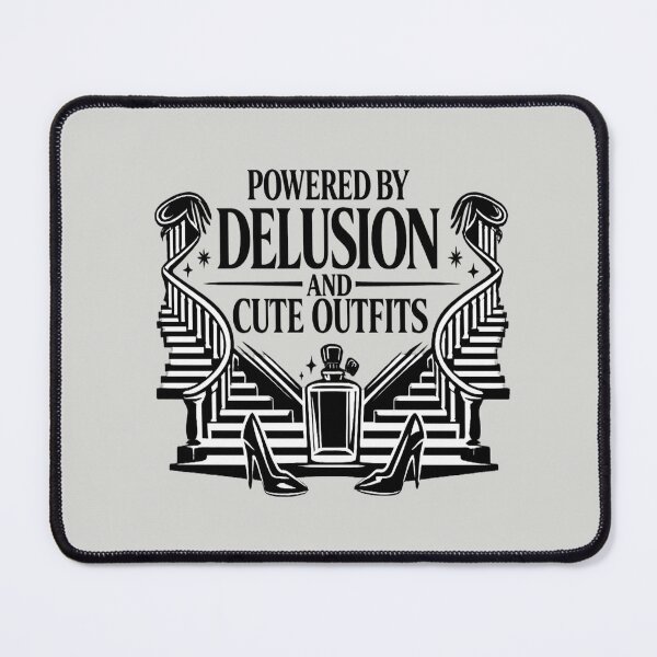Item preview, Powered By Delusion And Cute Outfits Shirt Funny Fashion Humor Tee designed and sold by POD DYNASTY.