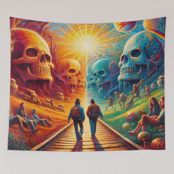 Item preview, Walk Into Splintered Sunlight – Psychedelic Skull Landscape Art designed and sold by DiamondSkyShirt.
