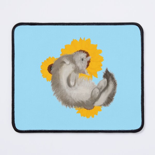 Item preview, Whimsical floofy white cat with sunflowers designed and sold by Felkie.