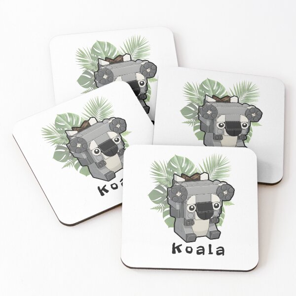 Item preview, Cute Brick Koala with Tropical Leaves - Blocky Animal Art designed and sold by HumTumMe.