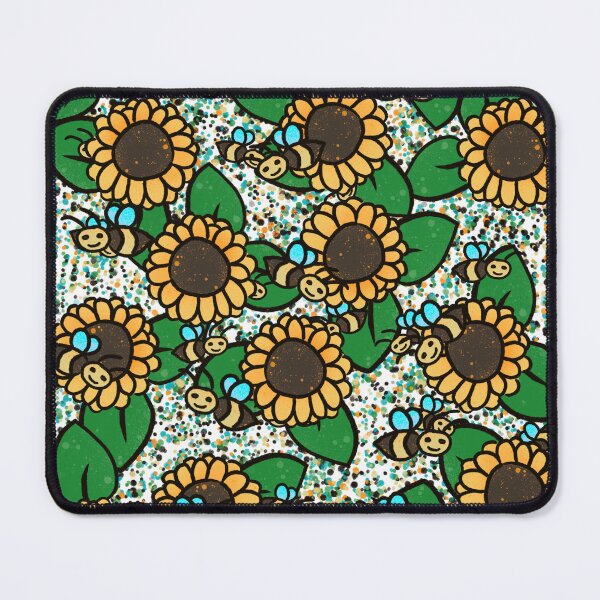 Item preview, Smiling Bumblebee & Sunflower Pattern - Cute Kawaii Bee Sunflowers Seamless Art designed and sold by TheArtOfTreble.