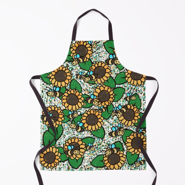 Item preview, Smiling Bumblebee & Sunflower Pattern - Cute Kawaii Bee Sunflowers Seamless Art designed and sold by TheArtOfTreble.