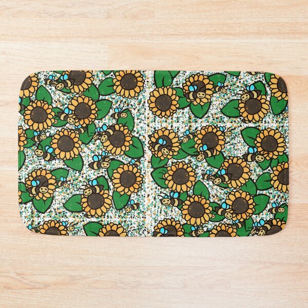 Item preview, Smiling Bumblebee & Sunflower Pattern - Cute Kawaii Bee Sunflowers Seamless Art designed and sold by TheArtOfTreble.