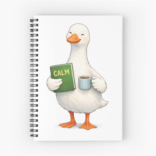 Item preview, Calm Goose Tee Design – Cute Goose Reading “CALM” Book with Mug designed and sold by FunscapeHQ.