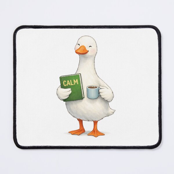 Item preview, Calm Goose Tee Design – Cute Goose Reading “CALM” Book with Mug designed and sold by FunscapeHQ.