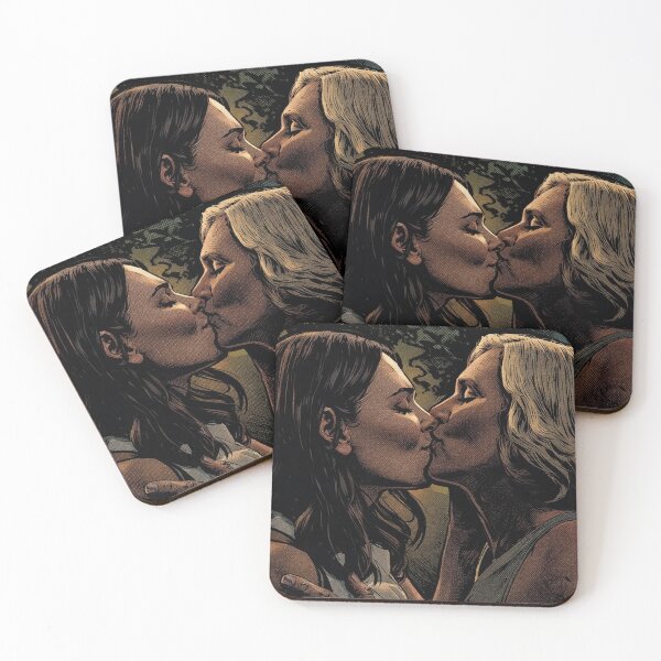 Item preview, Cute kiss between Carol and Zosia from Pluribus (fan art) designed and sold by PopCultureAndStuff.
