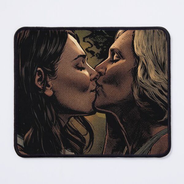 Item preview, Cute kiss between Carol and Zosia from Pluribus (fan art) designed and sold by PopCultureAndStuff.