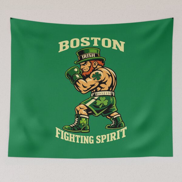 Item preview, Boston Fighting Spirit Irish Leprechaun Boxer Shamrock designed and sold by MojaveTradePost.
