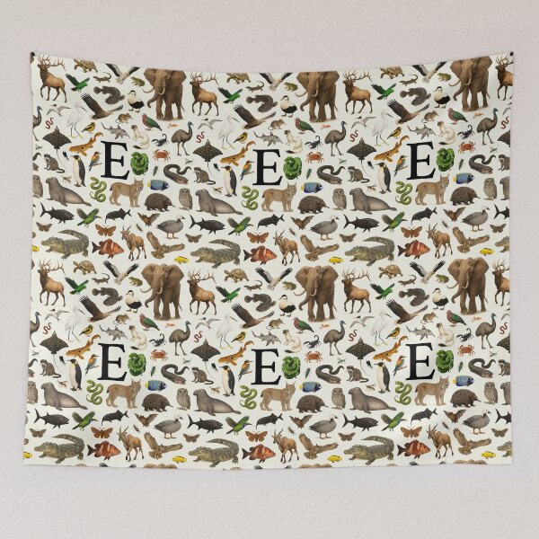 Item preview, Letter E Animal Alphabet Retro  Identification Chart designed and sold by kakarikihill.
