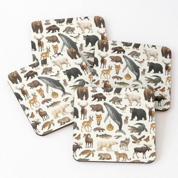 Item preview, Animals of North America Retro Wildlife Identification Chart designed and sold by kakarikihill.