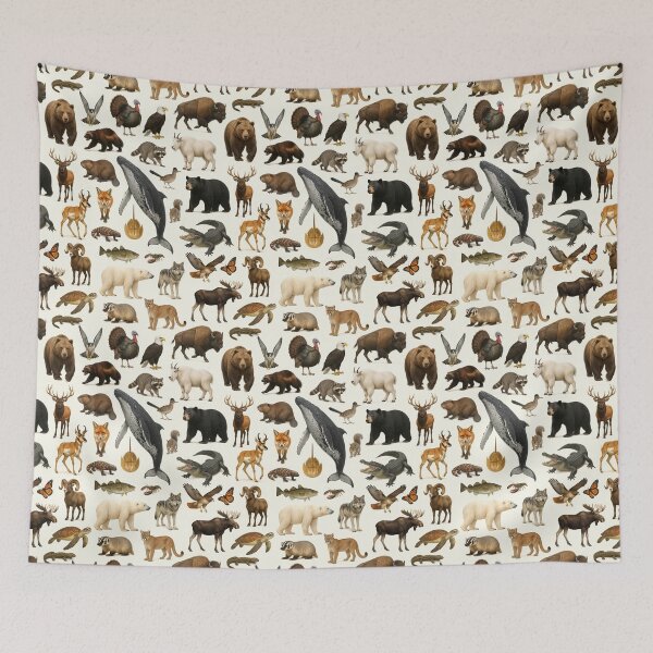 Item preview, Animals of North America Retro Wildlife Identification Chart designed and sold by kakarikihill.