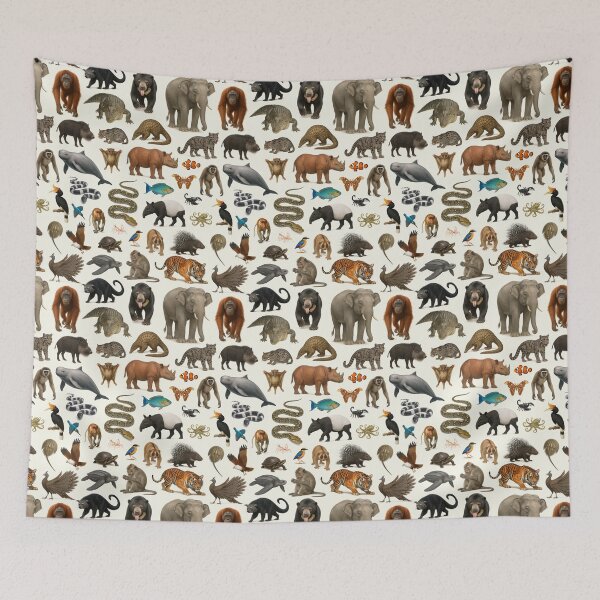 Item preview, Animals of Malaysia Retro Wildlife Identification Chart designed and sold by kakarikihill.