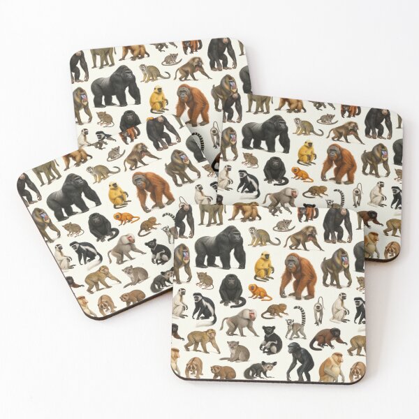 Item preview, Primates of the World Retro Wildlife Identification Chart designed and sold by kakarikihill.