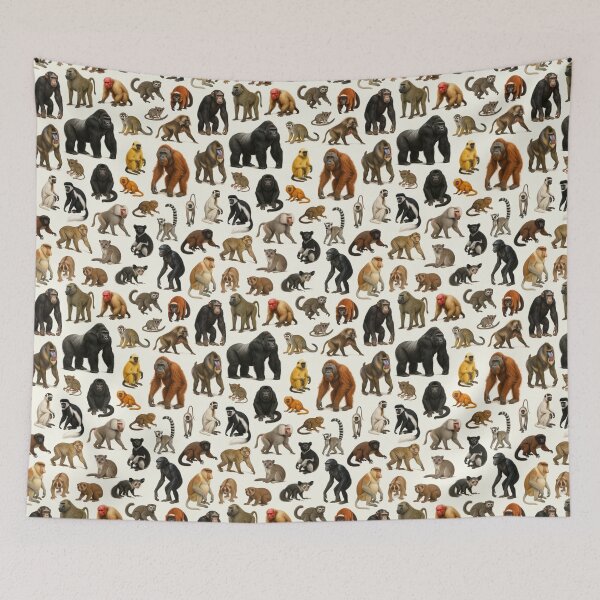 Item preview, Primates of the World Retro Wildlife Identification Chart designed and sold by kakarikihill.