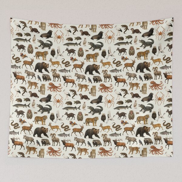 Item preview, Animals of the Far East Retro Wildlife Identification Chart designed and sold by kakarikihill.