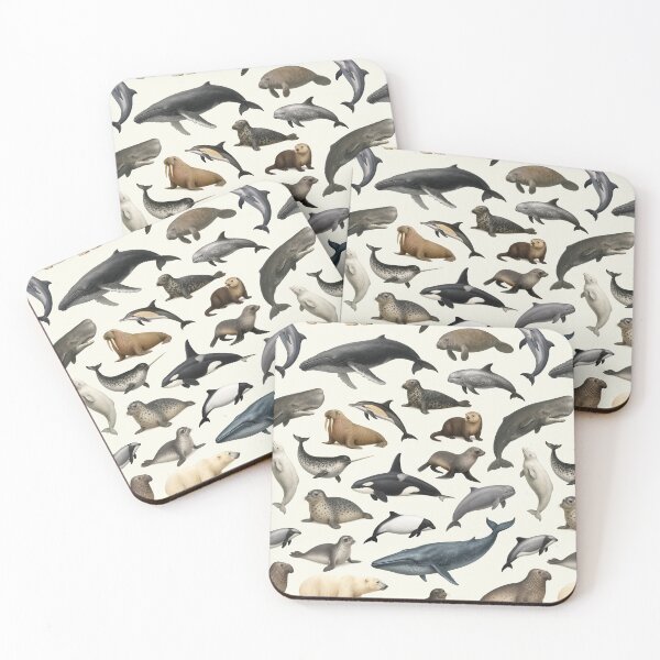 Item preview, Marine Mammals Retro Wildlife Identification Chart designed and sold by kakarikihill.