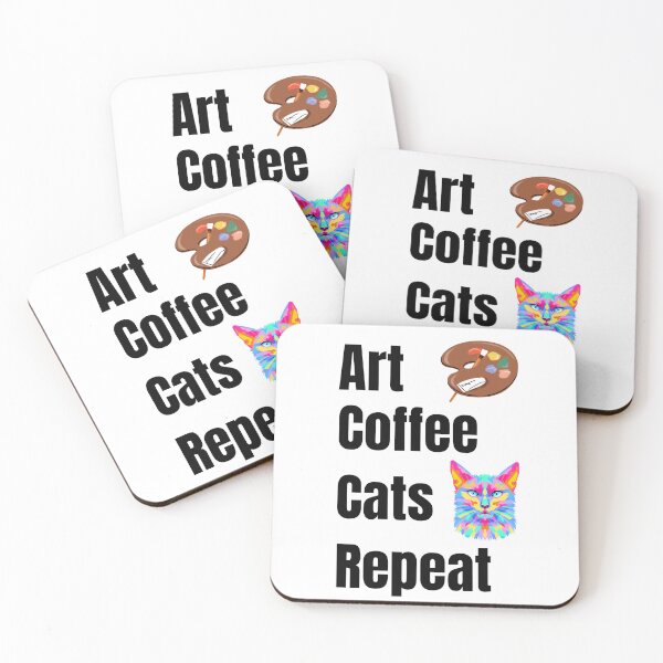 Item preview, Art Coffee Cats Repeat-Colorful Artistic Cat Lover Design  designed and sold by SihameArtify.
