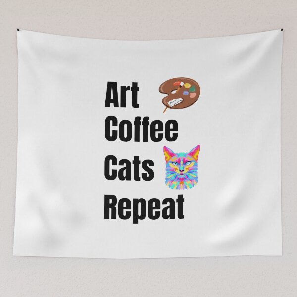 Item preview, Art Coffee Cats Repeat-Colorful Artistic Cat Lover Design  designed and sold by SihameArtify.