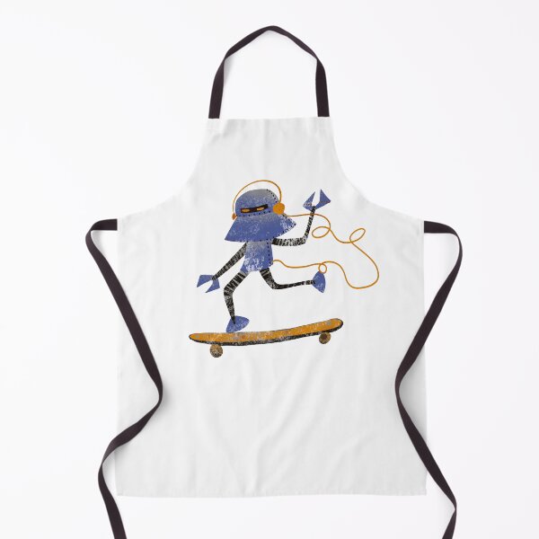 Item preview, Robot Knight on Skateboard - Retro Blue Orange Headphones Skater Illustration designed and sold by TheArtOfTreble.