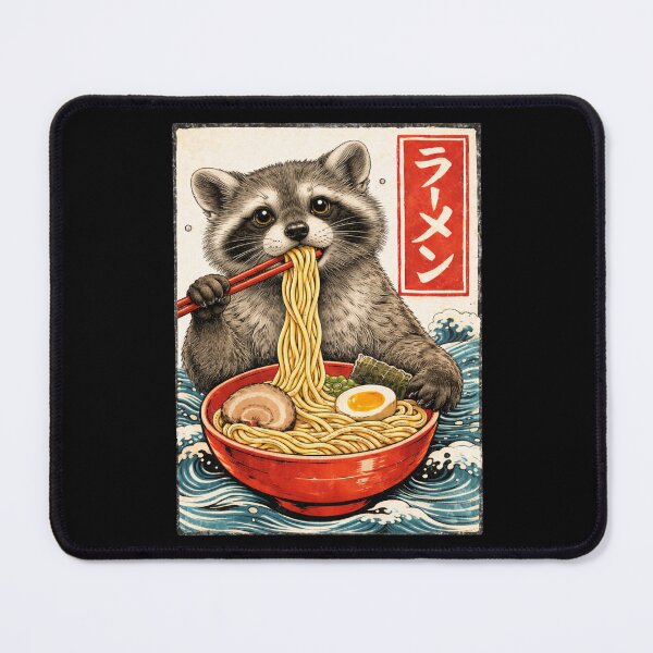 Item preview, raccoon Ramen Noodles Kawaii Japanese Food Art designed and sold by Kladhadredo.