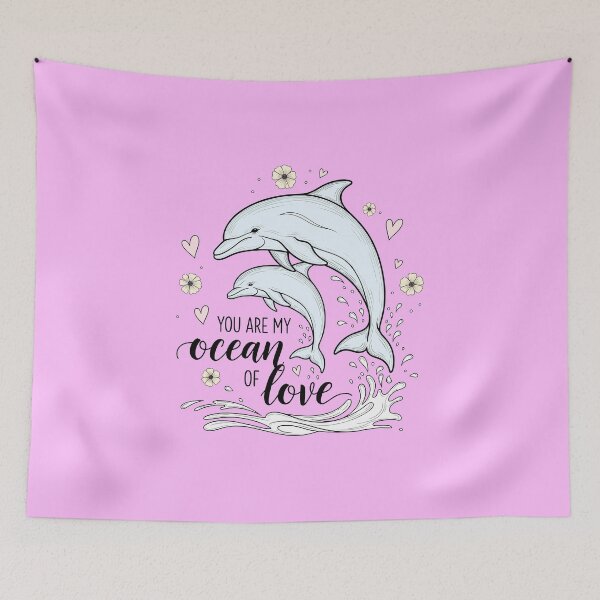 Item preview, You Are My Ocean of Love – Mother and Baby Dolphin Jumping Together designed and sold by Sea Gem.