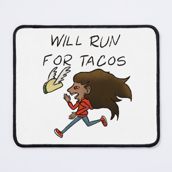 Item preview, "Will Run For Tacos Funny Runner - Winged Taco Motivation Art designed and sold by TheArtOfTreble.
