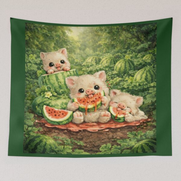 Item preview, Cute Piglets With Watermelon Sticker designed and sold by jgvisualarts.
