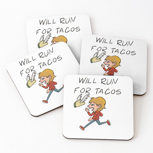 Item preview, Will Run For Tacos Funny Runner - Winged Taco Motivation Art designed and sold by TheArtOfTreble.