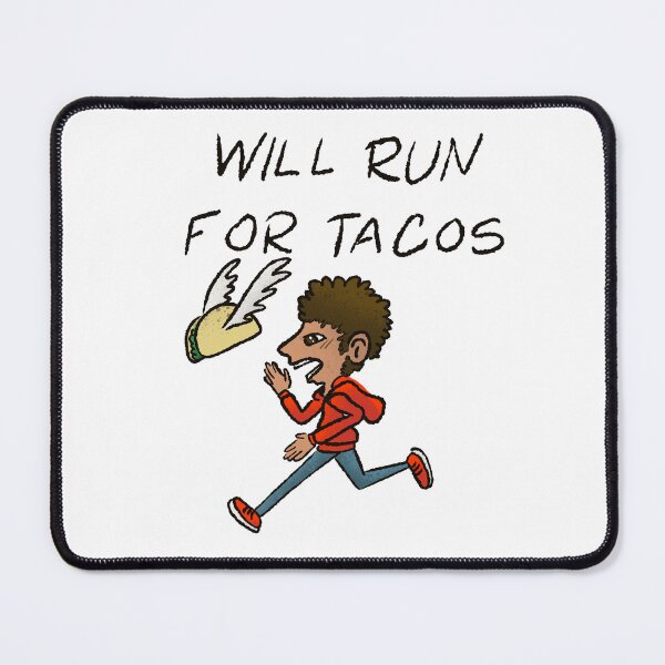 Item preview, Will Run For Tacos Funny Runner - Winged Taco Motivation Art designed and sold by TheArtOfTreble.