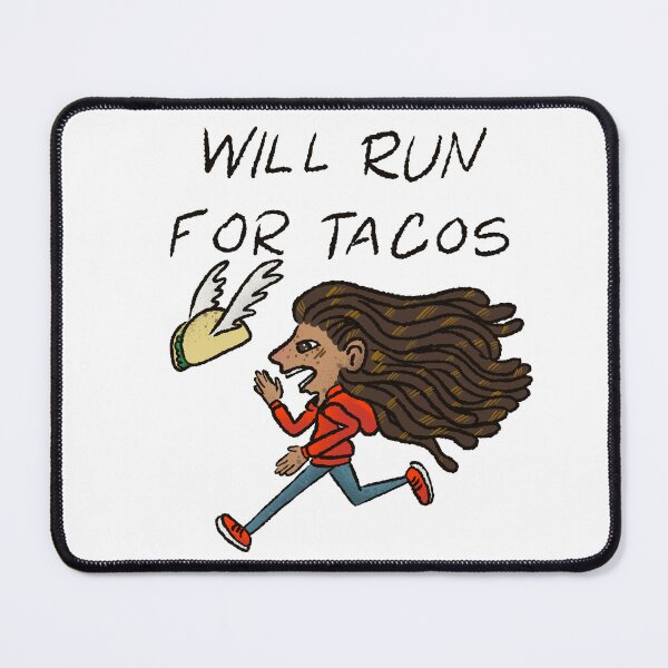 Item preview, Will Run For Tacos Funny Runner - Winged Taco Motivation Art designed and sold by TheArtOfTreble.