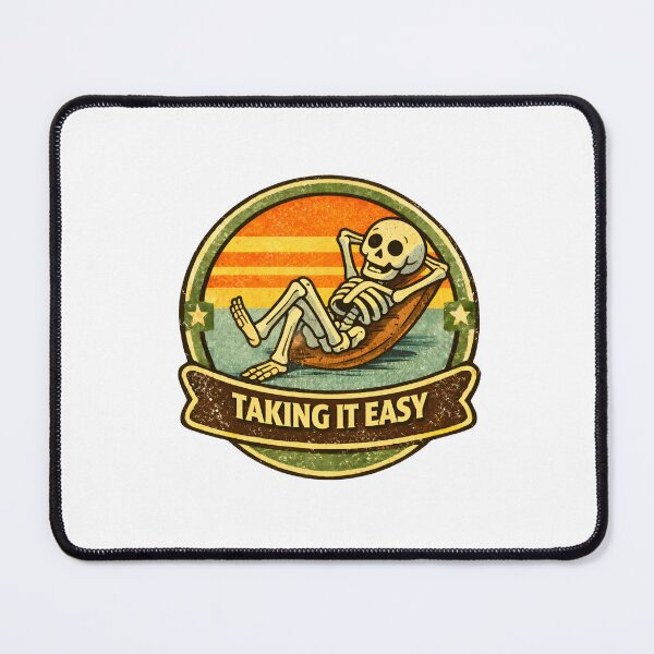 Item preview, Taking It Easy – Relaxed Skeleton Vintage Cartoon Badge designed and sold by WorkXPlay.