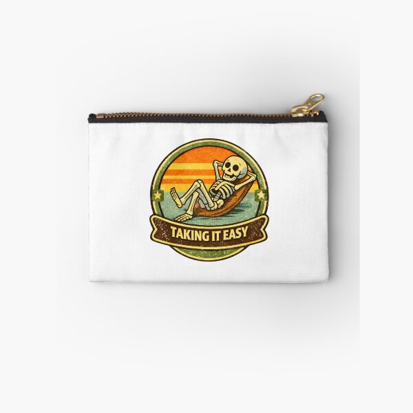 Item preview, Taking It Easy – Relaxed Skeleton Vintage Cartoon Badge designed and sold by WorkXPlay.