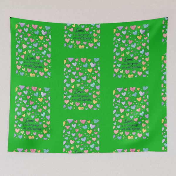 Item preview, Love is a Language – Heart Pattern Illustration designed and sold by Joyfulfabric.