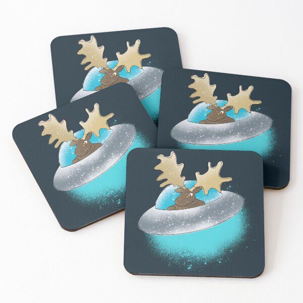 Item preview, Moose in UFO Saucer - Whimsical Snowy Alien Moose Illustration designed and sold by TheArtOfTreble.