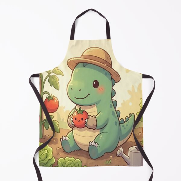 Item preview, Kawaii Dinosaur Gardener - Cute Farmer Dino with Tomato designed and sold by DinoPrints-shop.