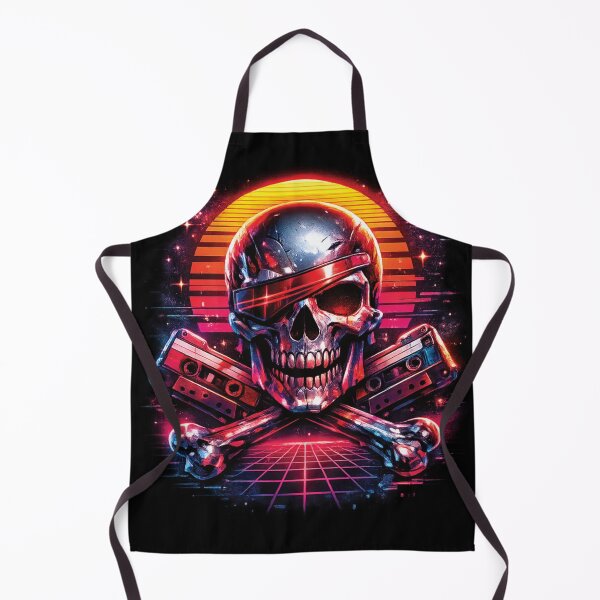 Item preview, Synthwave Skull and Crossbones with Eye Patch – Neon Outrun Cyberpunk Skeleton designed and sold by 486DesignCo.