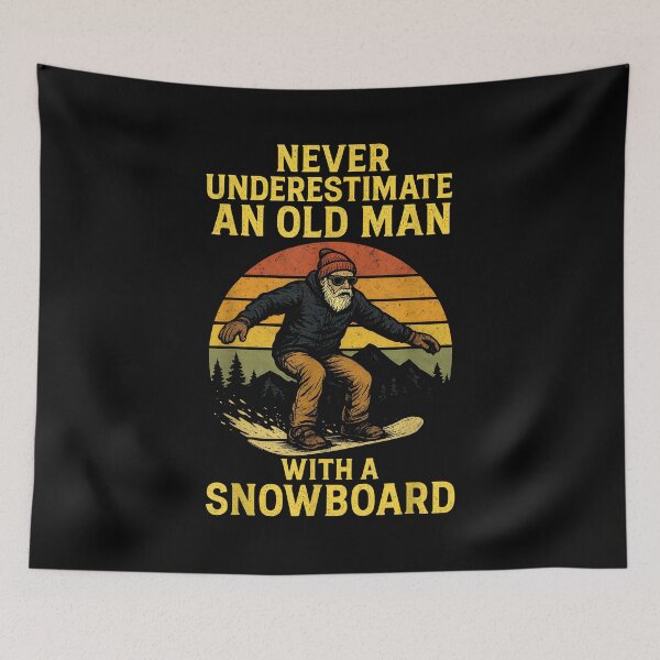 Item preview, Never Underestimate an Old Man - Funny Snowboard Art designed and sold by Boutkimaewab.