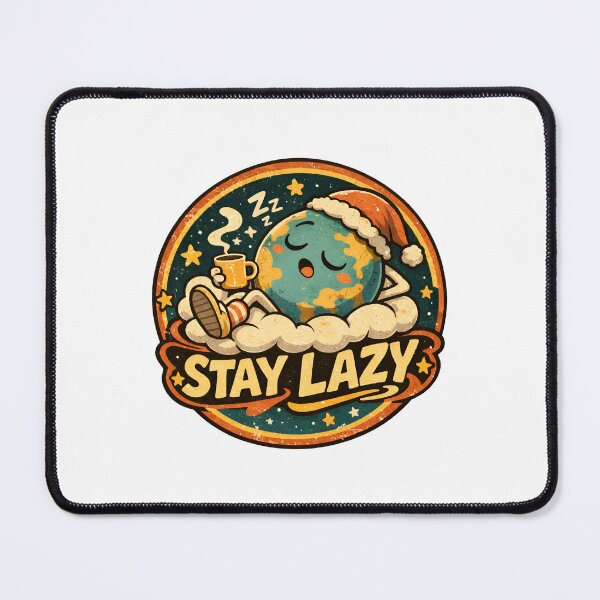 Item preview, Stay Lazy – Sleepy Planet Vintage Cartoon Badge designed and sold by WorkXPlay.