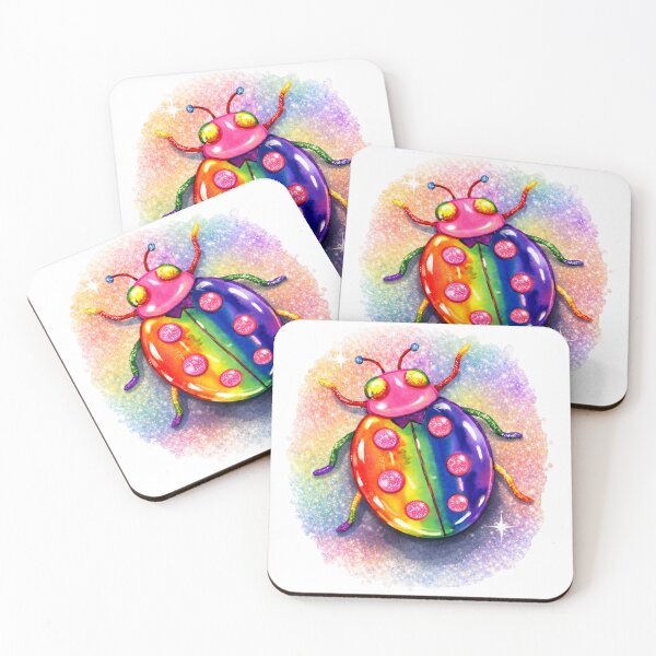 Item preview, Luck Be A Ladybird - Rainbow Glitter Ladybird – Joyful Watercolour Bug of Colour & Light designed and sold by LKBMCreative.