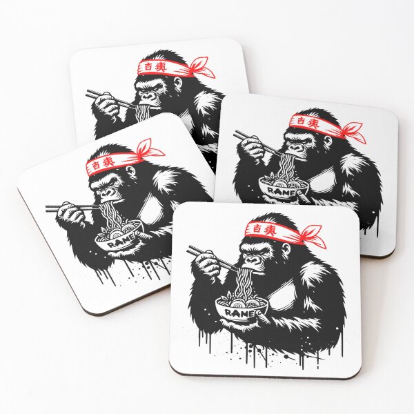 Item preview, Gorilla Eating Ramen Kanji Headband Japanese Ramen Design designed and sold by EthosWear.