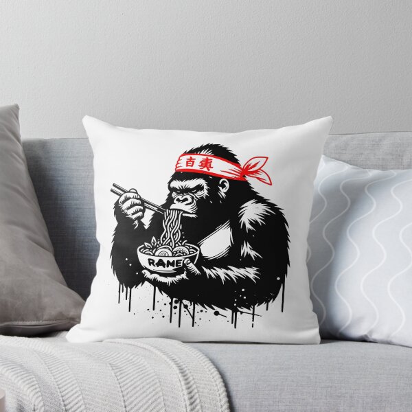 Item preview, Gorilla Eating Ramen Kanji Headband Japanese Ramen Design designed and sold by EthosWear.