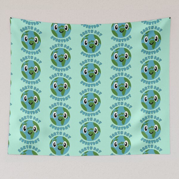 Item preview, Earth Day Everyday Green Blue Text Stickers Prints Posters Wall Art Magnet Home Coffee Cup Decoration TShirt Stationary Notebook Magnet Hat Kitchen Work School Office Redbubble Shop designed and sold by Saritas Boutique Shop.