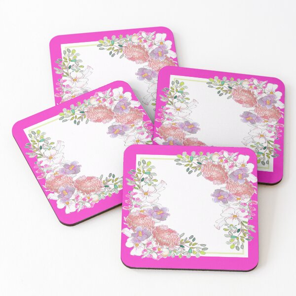 Item preview, Fuchsia scarf with bouquet of chrysanthemums designed and sold by estilolukino.