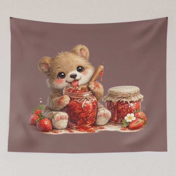 Item preview, Cute Bear With Strawberry Jam Sticker designed and sold by jgvisualarts.