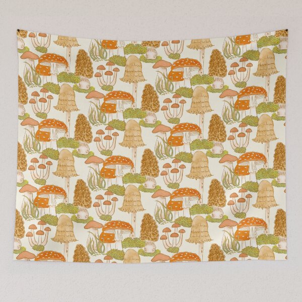 Item preview, Mushroom Forest on Cream White designed and sold by latheandquill.